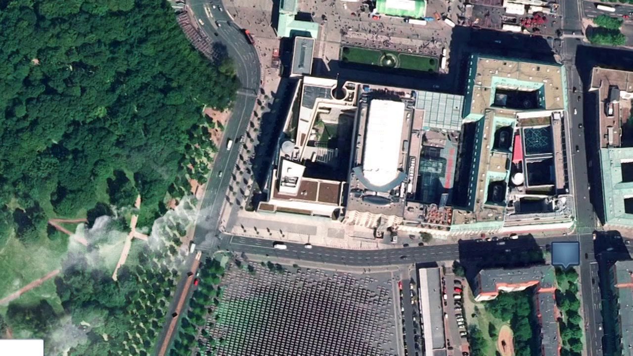 Animated aerial view of a city from Likter
